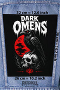 dark omens raven skull gothic back patch blood moon large backpatch red black design for denim jacket