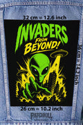 invaders from beyond alien horror back patch neon green ufo large backpatch for denim jacket