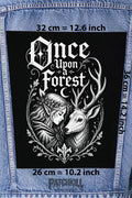 once upon a forest gothic back patch elf deer fantasy large backpatch black white design for denim jacket