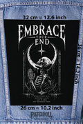 Gothic Skull Back Patch "Embrace Your End" Large Backpatch